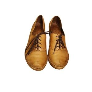 Rylko Relax Wedge Women's Size 38  Vintage Polish Leather Lace Up Camel Shoes